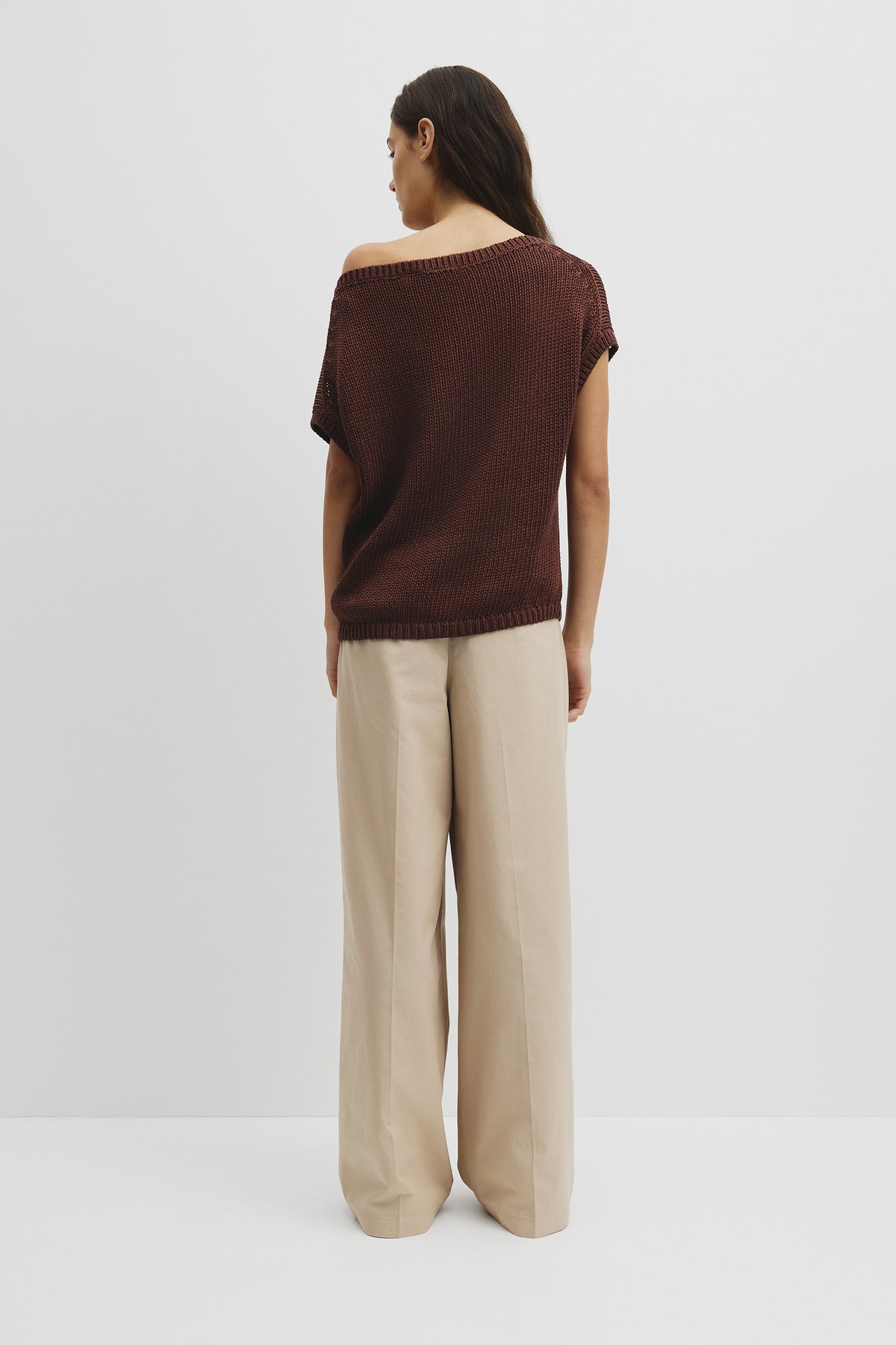 Organically Grown Cotton Asymmetric Tape Knit T-Shirt