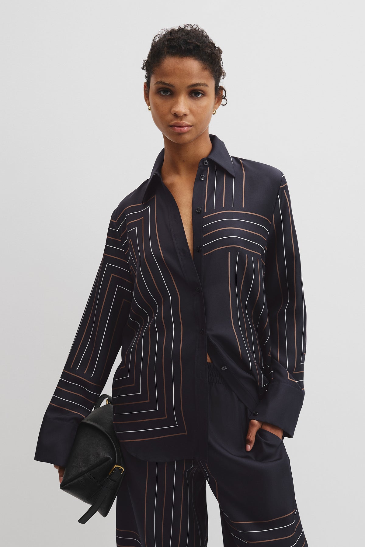 Print Long Sleeve Washable Silk Shirt