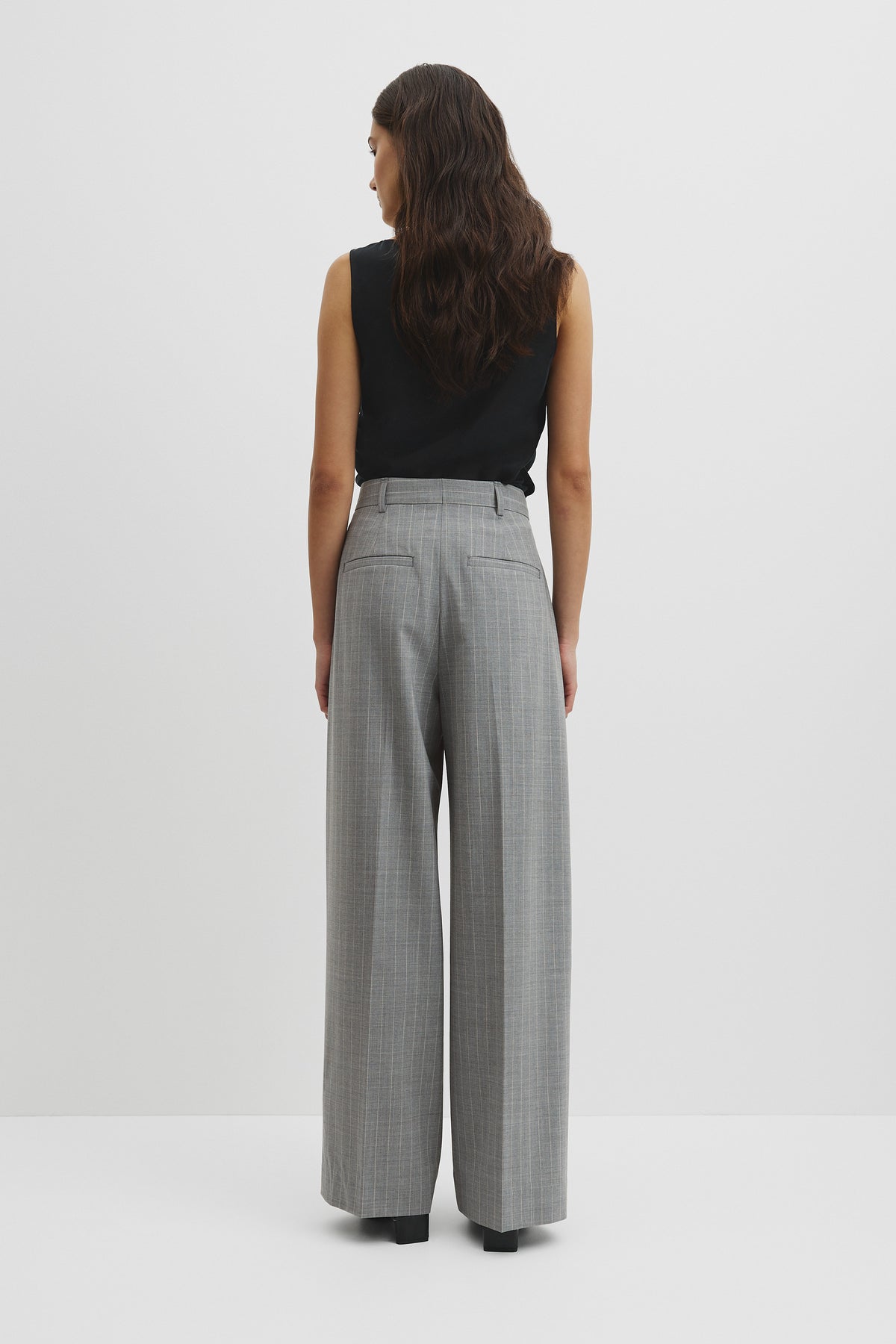 Wool Blend Tailored Pinstripe Pant