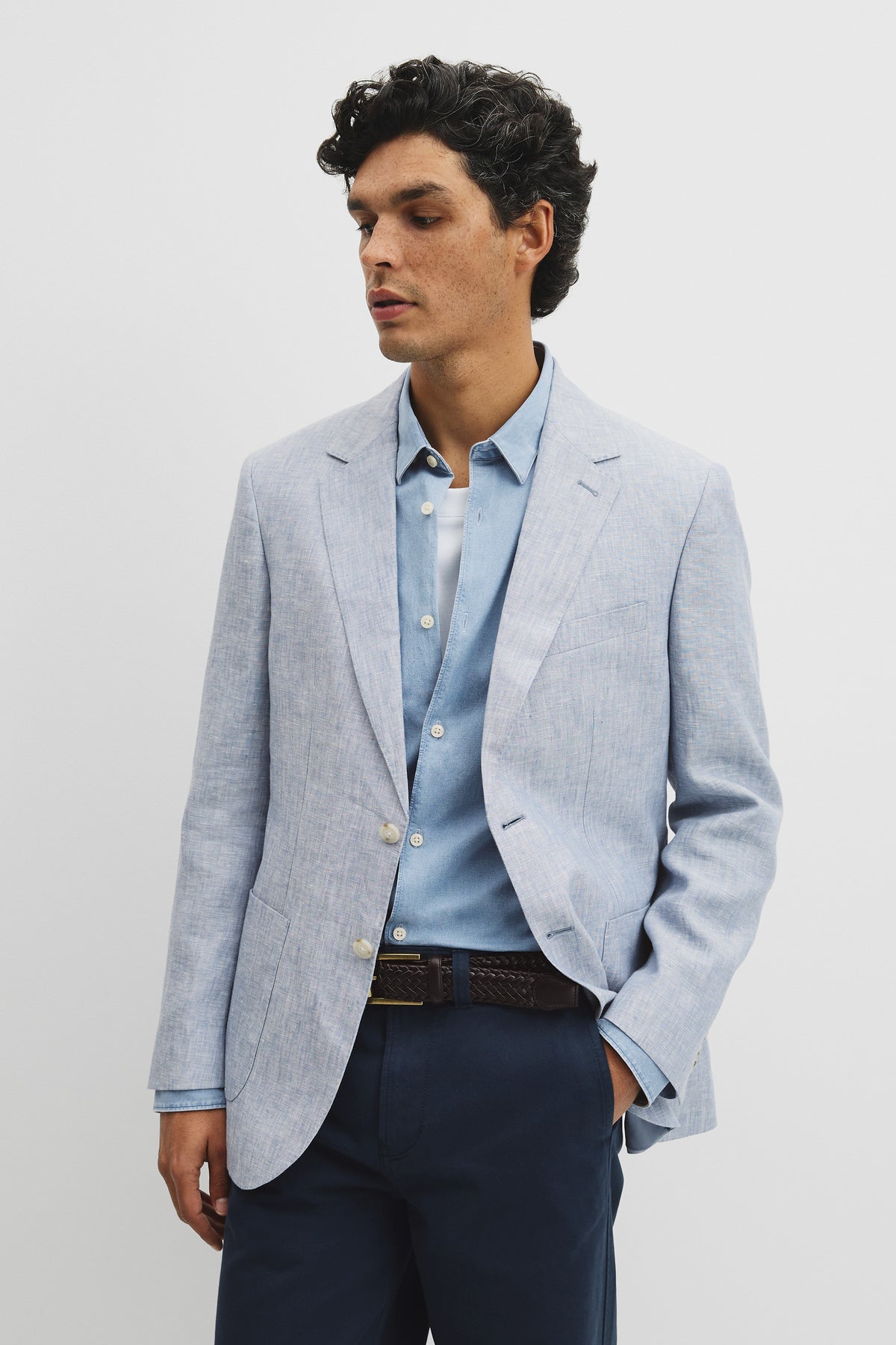 Regular Fit Linen Chambray Jacket