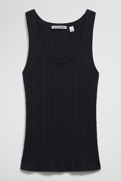 Organically Grown Cotton Blend Cable Knit Tank