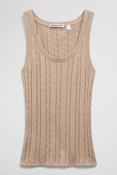 Organically Grown Cotton Blend Cable Knit Tank