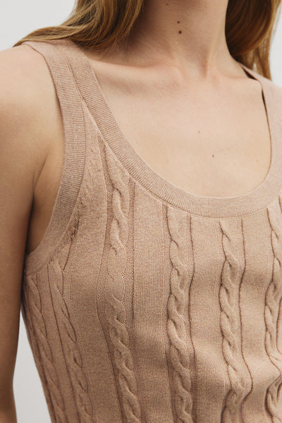 Organically Grown Cotton Blend Cable Knit Tank