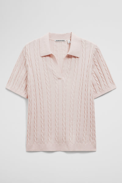 Organically Grown Cotton Blend Cable Polo Knit