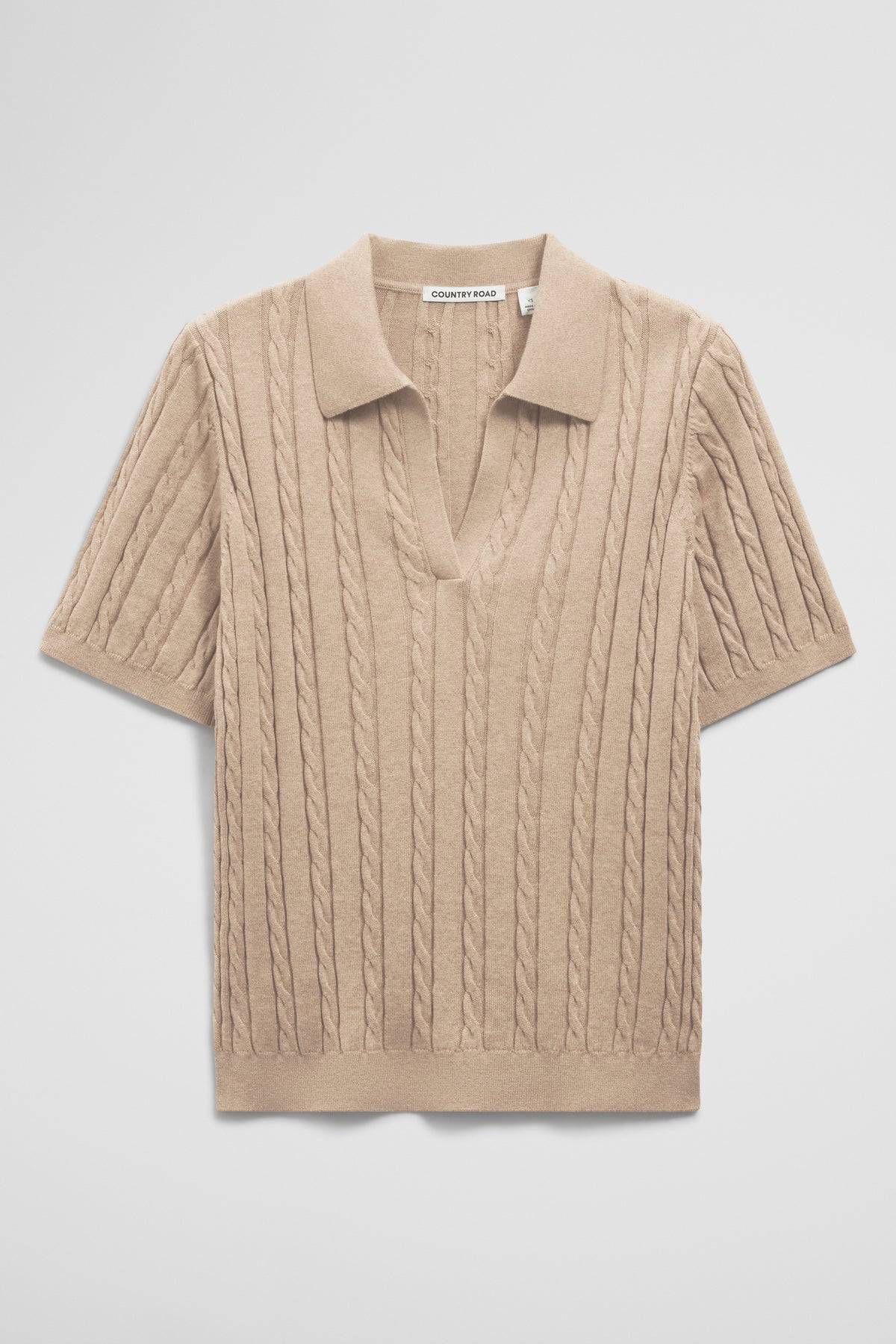Organically Grown Cotton Blend Cable Polo Knit
