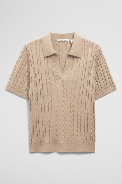Organically Grown Cotton Blend Cable Polo Knit