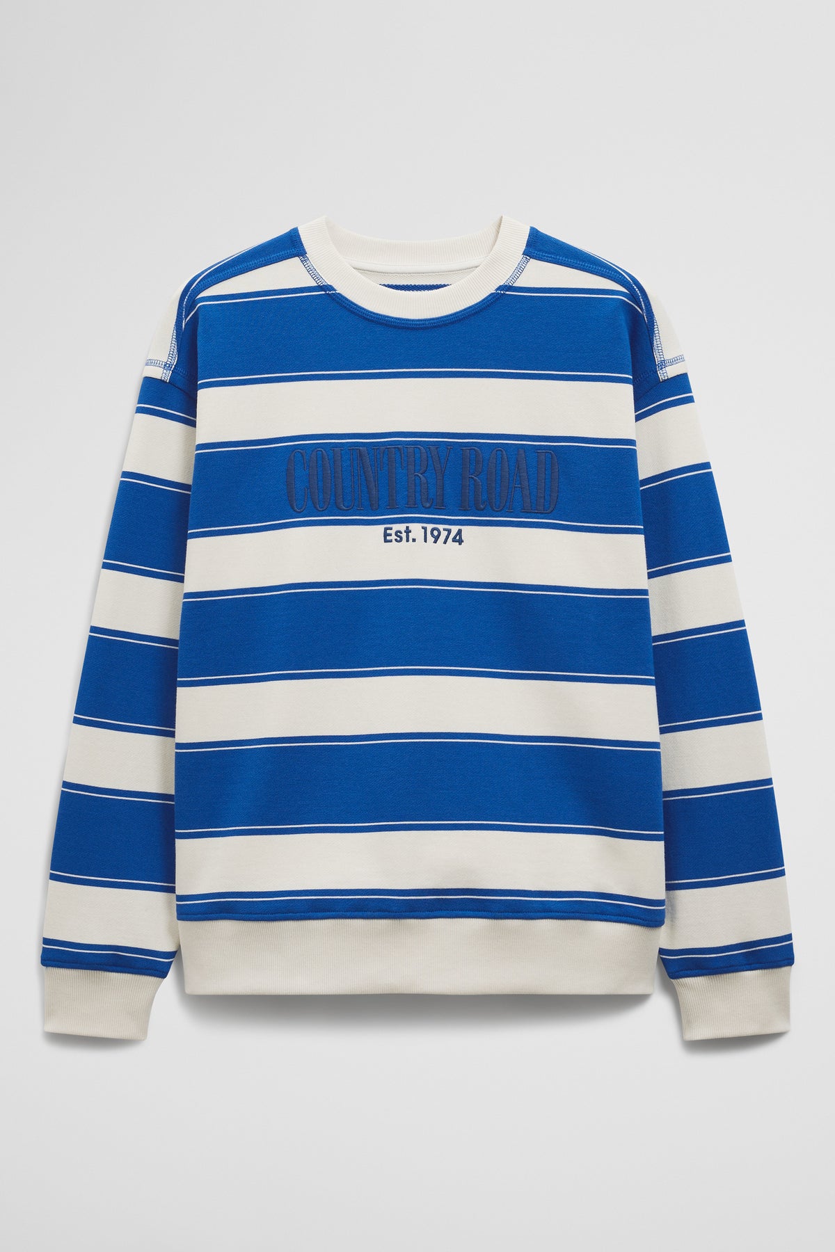 Australian Cotton Stripe Country Road Logo Sweat