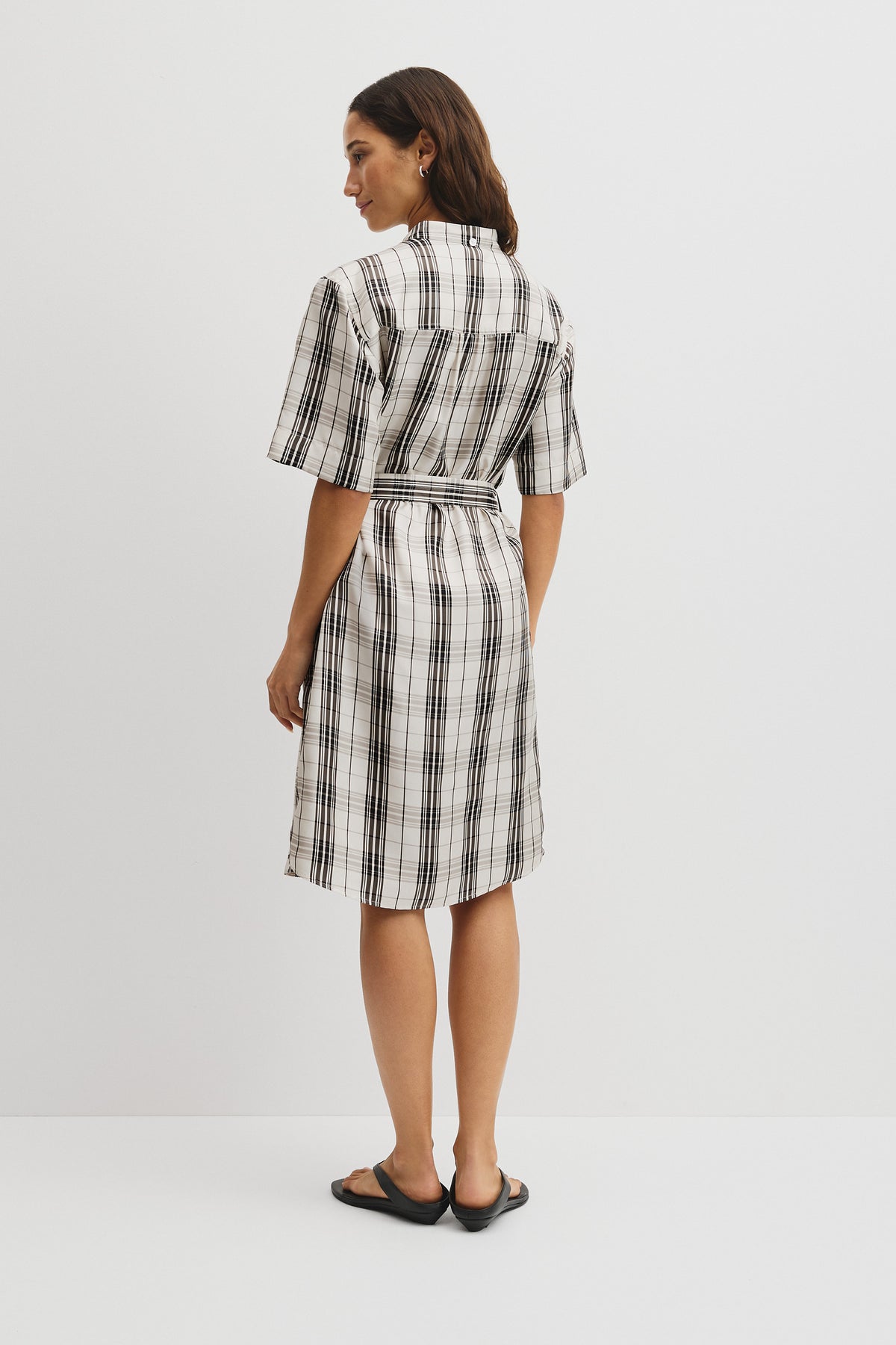 Check Silk Shirt Dress