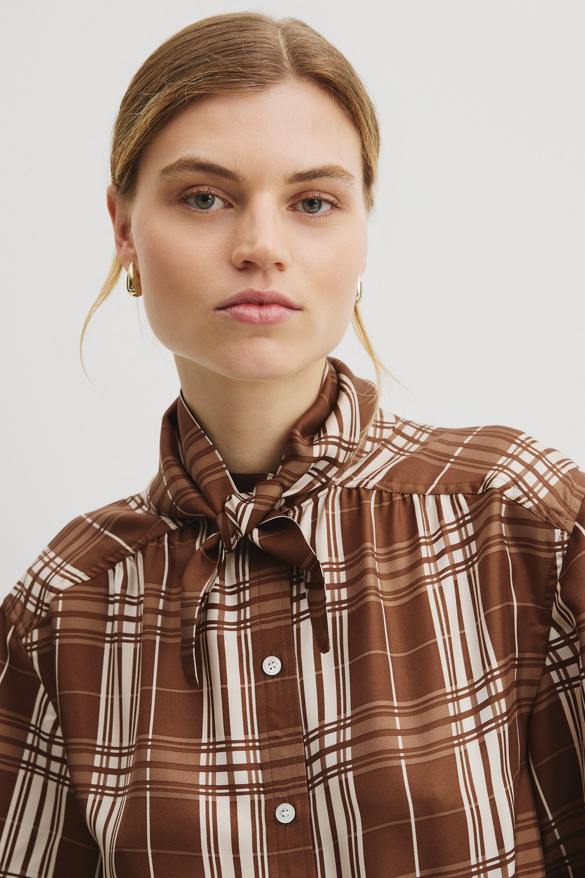 Check Silk Shirt Dress