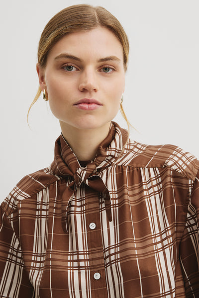 Check Silk Shirt Dress