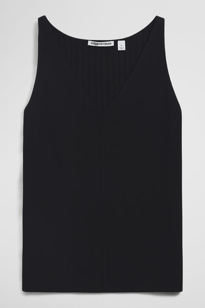 V-Neck Rib Detail Knit Tank