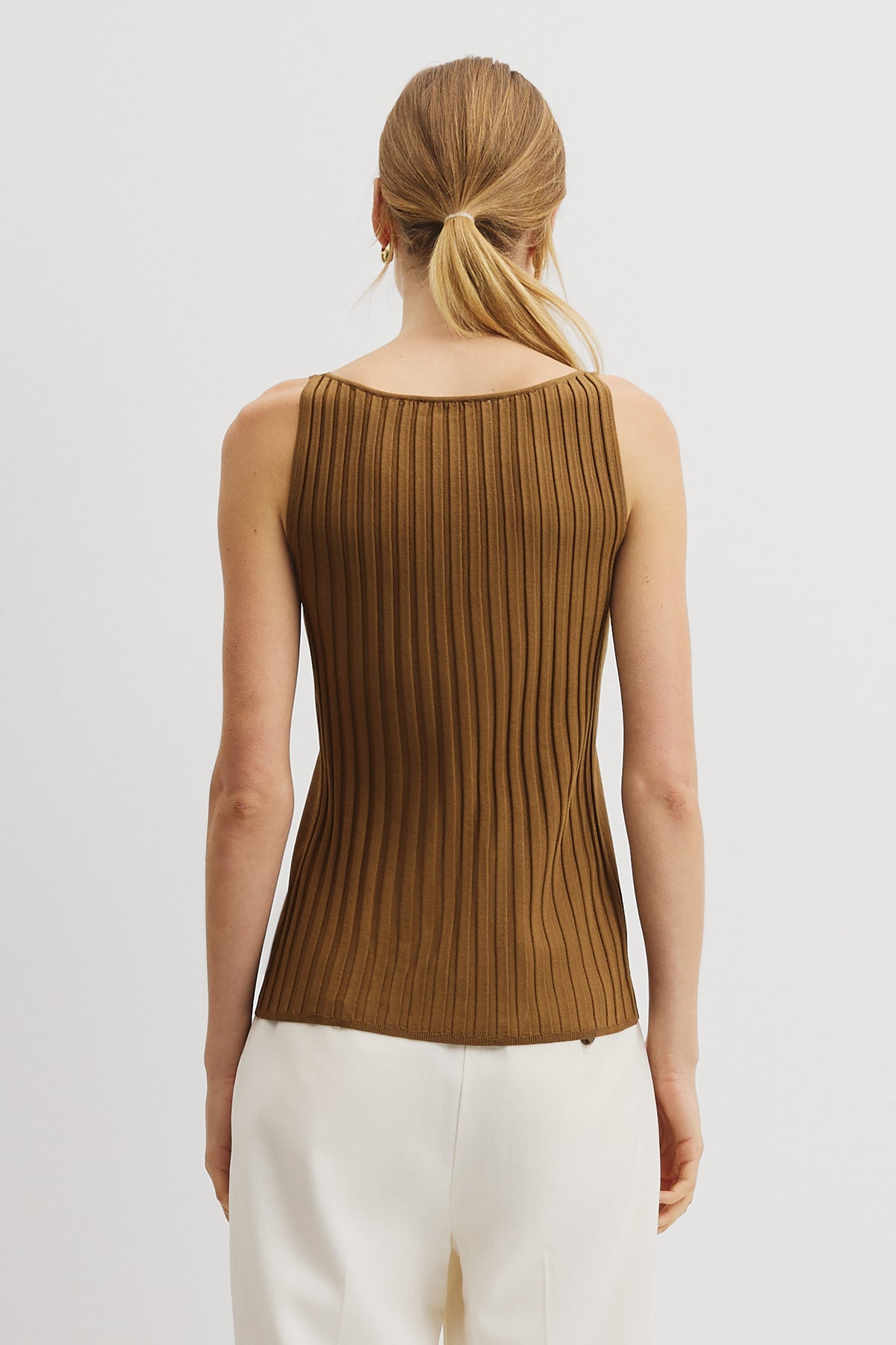 V-Neck Rib Detail Knit Tank