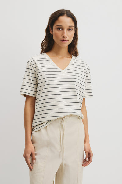 Australian Cotton Stripe V-Neck T-Shirt