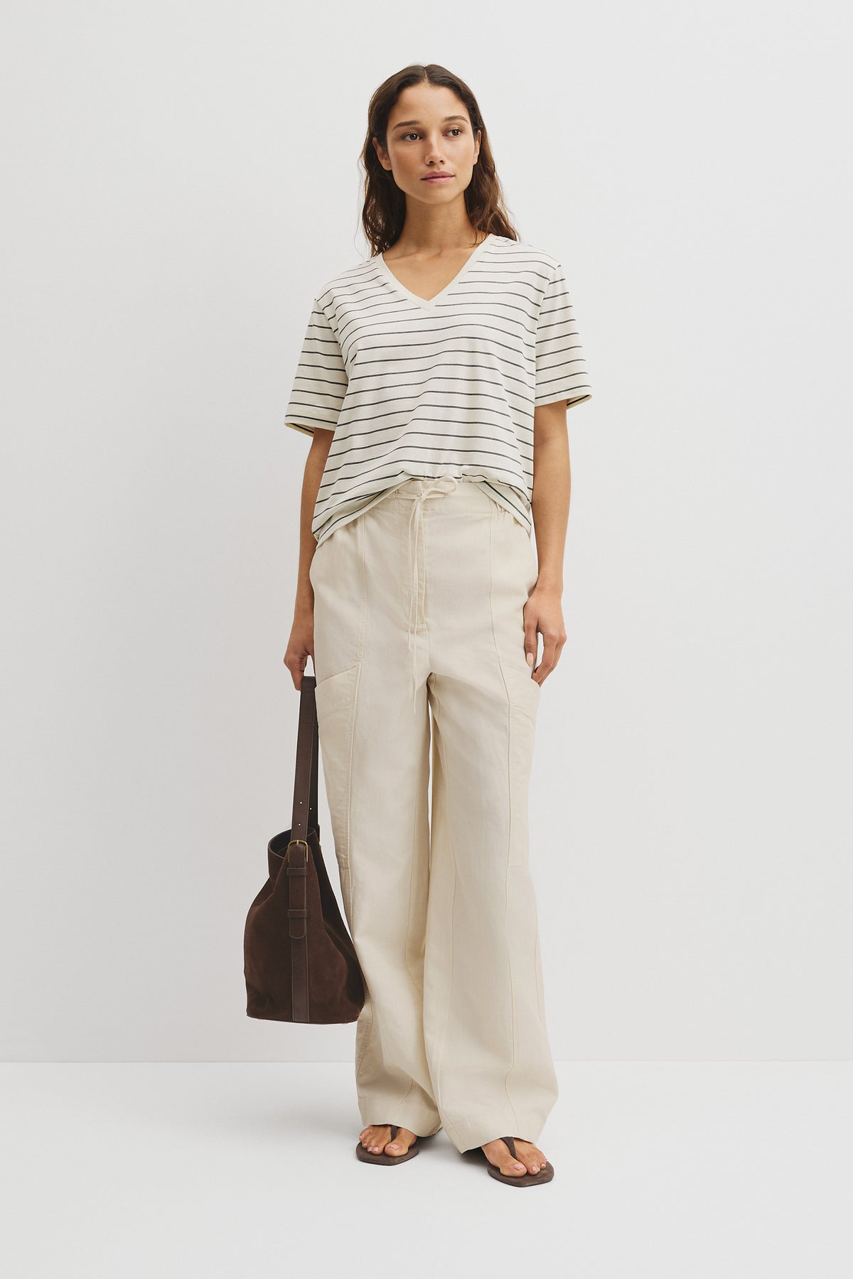 Australian Cotton Stripe V-Neck T-Shirt