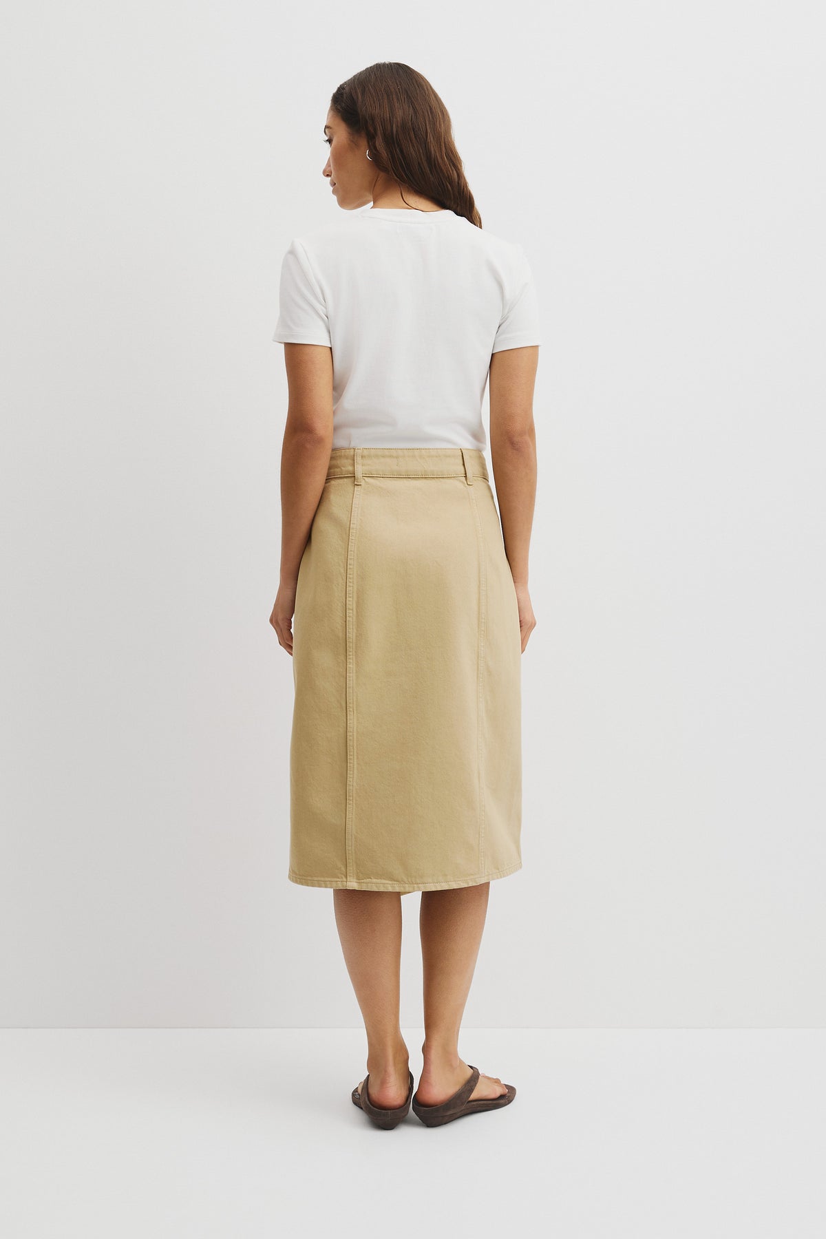Denim Wrap Midi Skirt