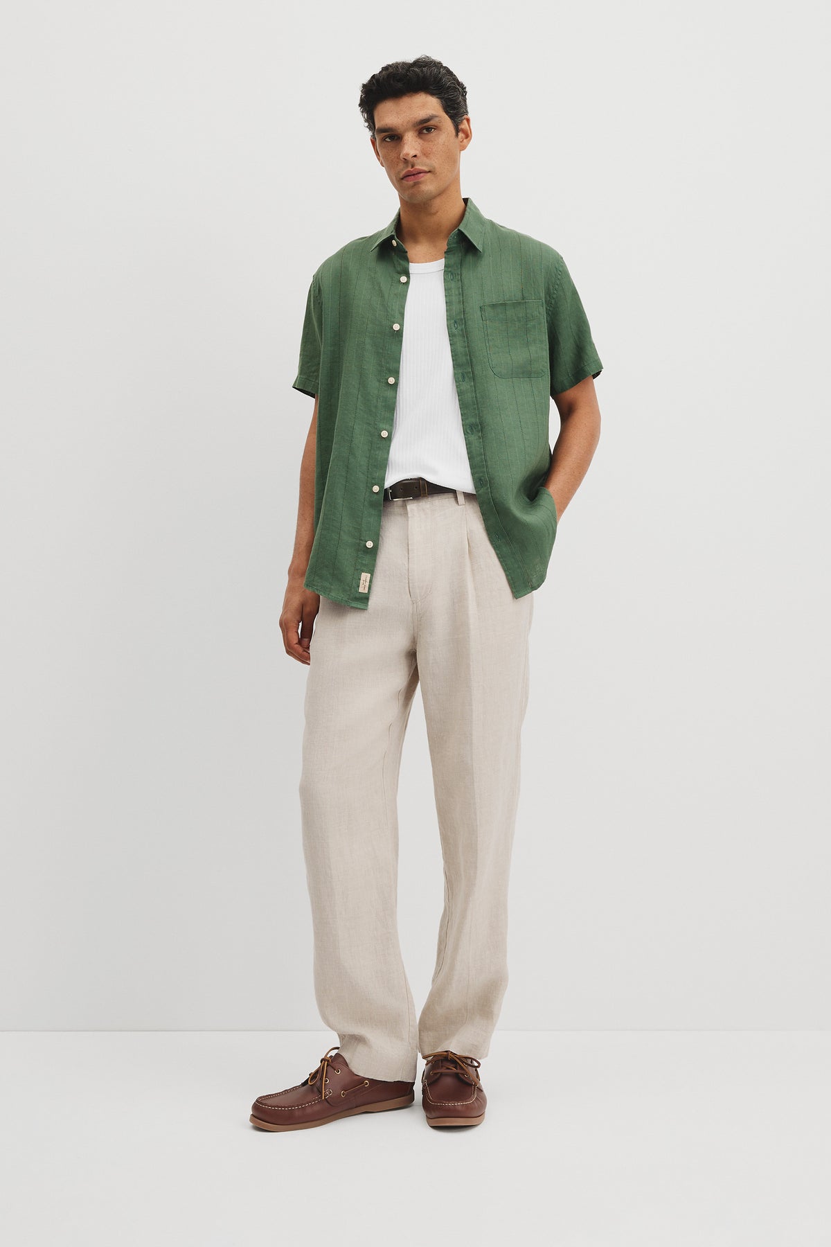 Regular Fit Linen Stripe Shirt