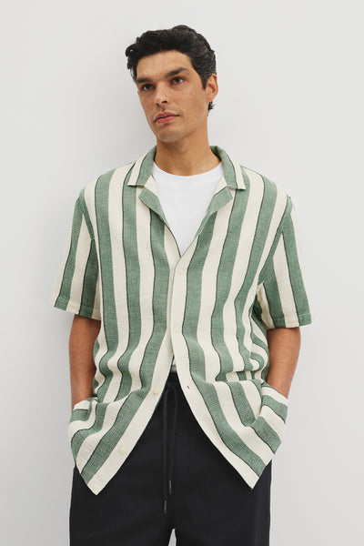 Relaxed Fit Basket Weave Stripe Shirt