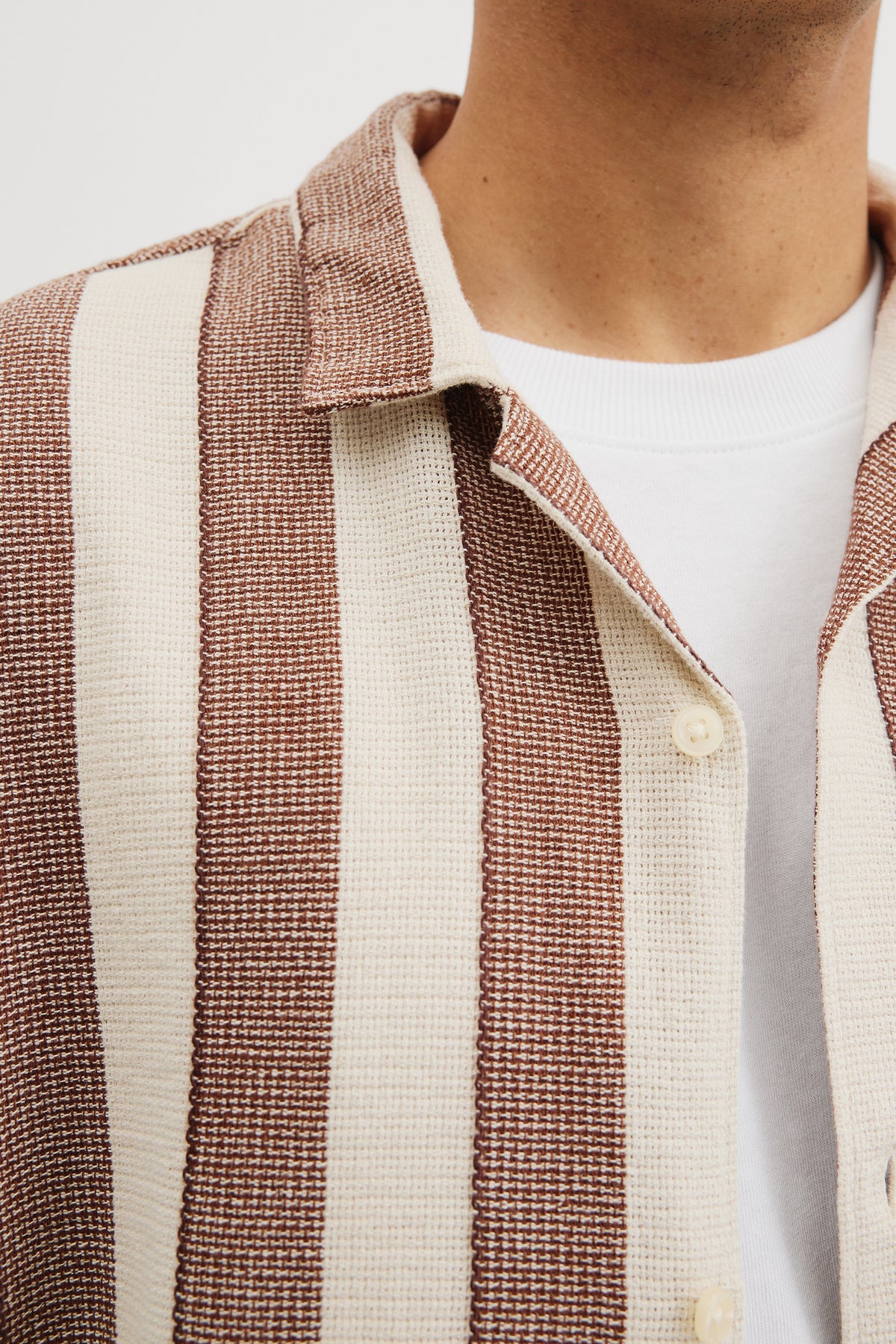Relaxed Fit Basket Weave Stripe Shirt