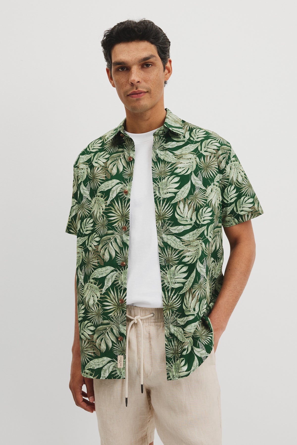 Regular Fit Cotton Rainforest Print Shirt