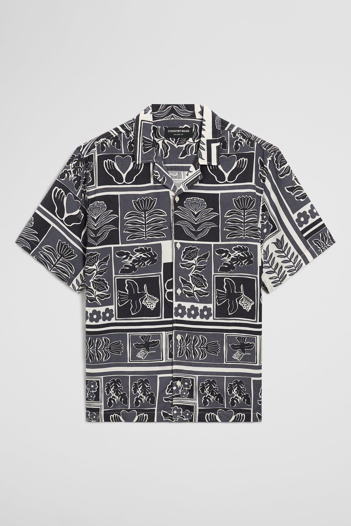 Relaxed Fit Tencel Linen Stamp Print Shirt