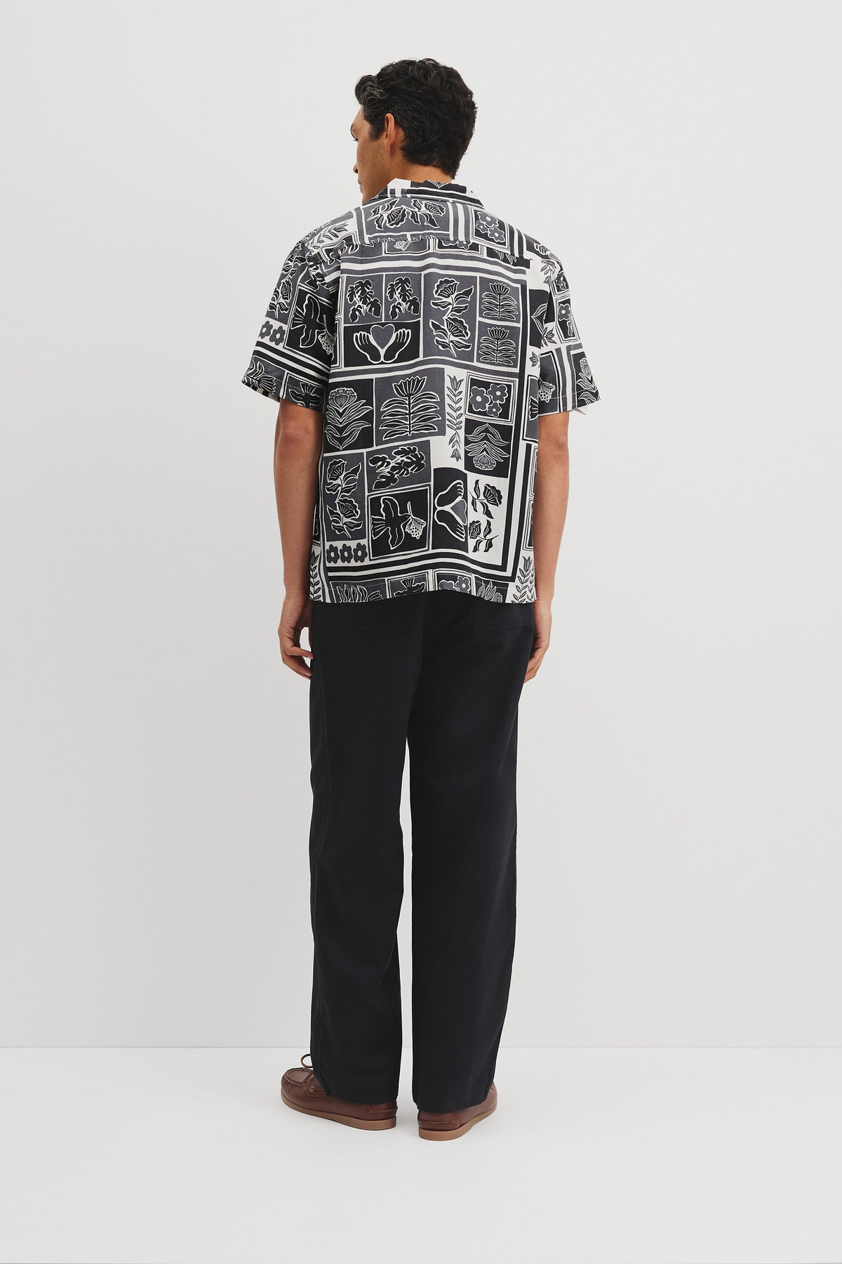 Relaxed Fit Tencel Linen Stamp Print Shirt