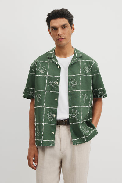 Relaxed Fit Leaf Embroidered Shirt