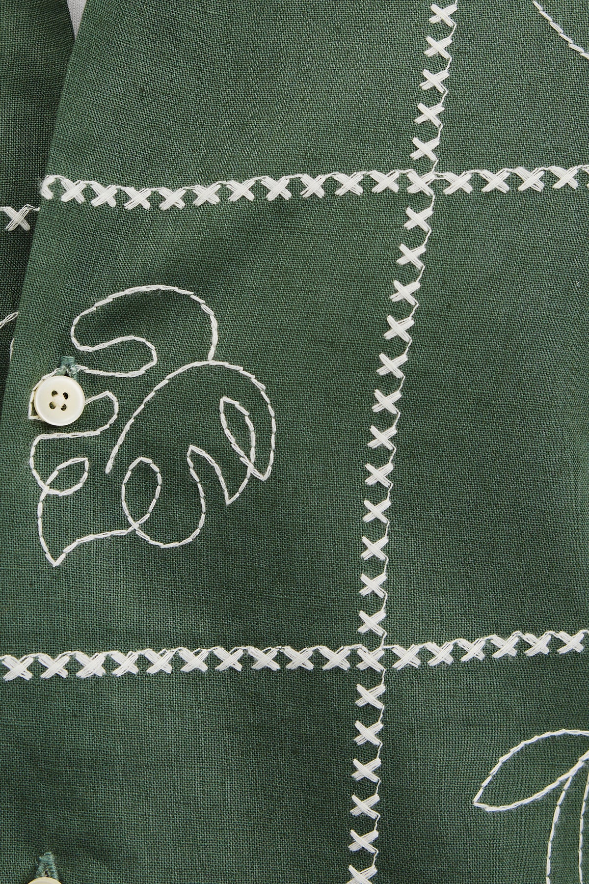 Relaxed Fit Leaf Embroidered Shirt