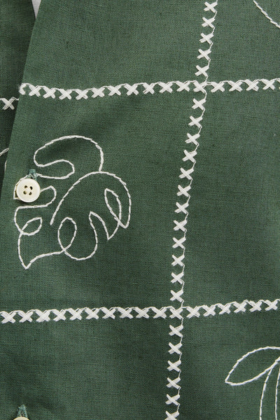 Relaxed Fit Leaf Embroidered Shirt