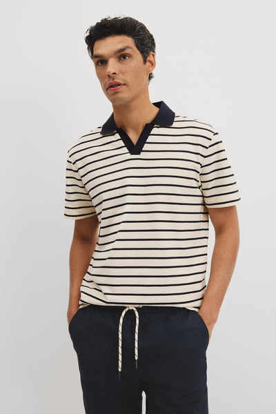 Short Sleeve Contrast Stripe Trophy Neck T-Shirt