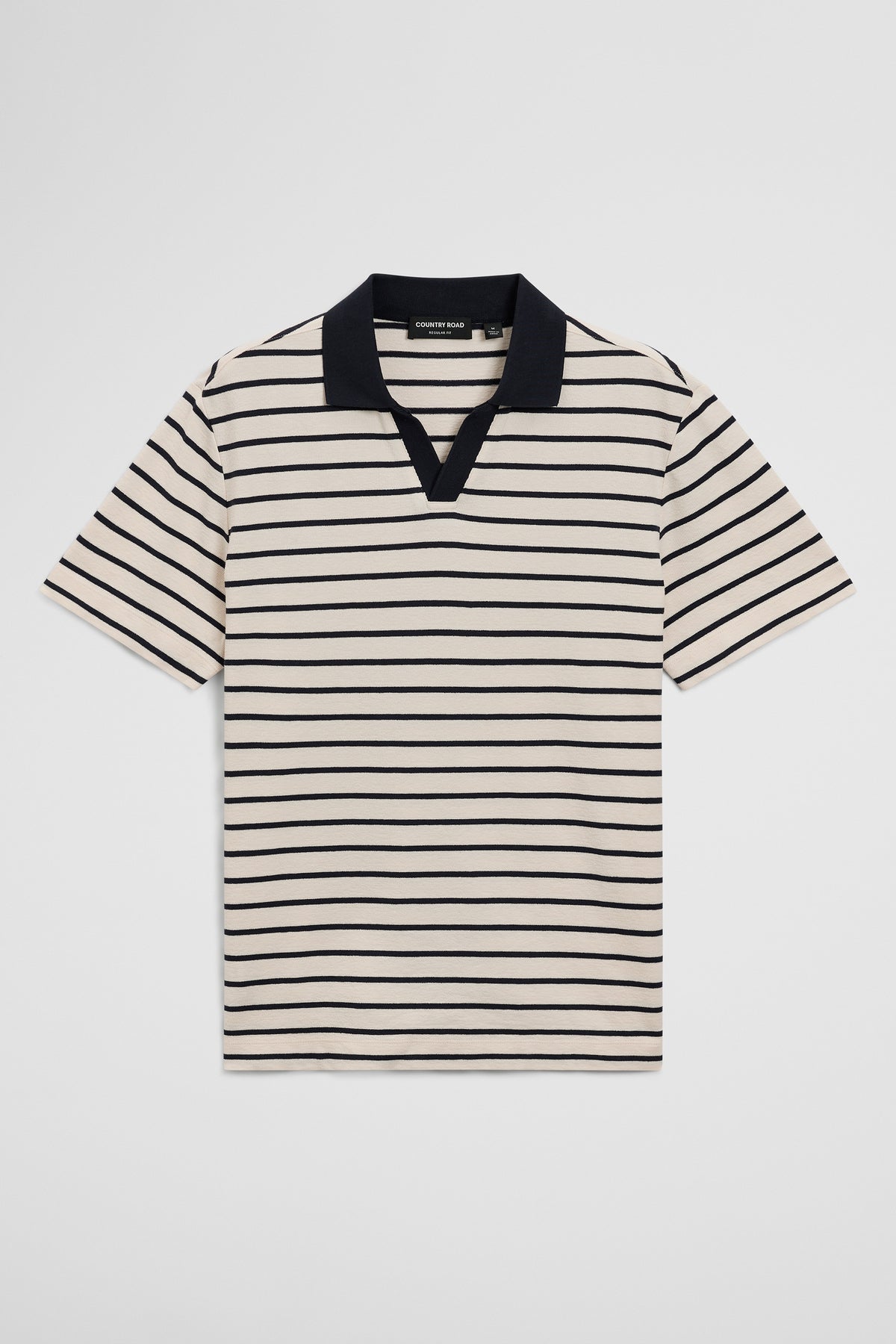 Short Sleeve Contrast Stripe Trophy Neck T-Shirt