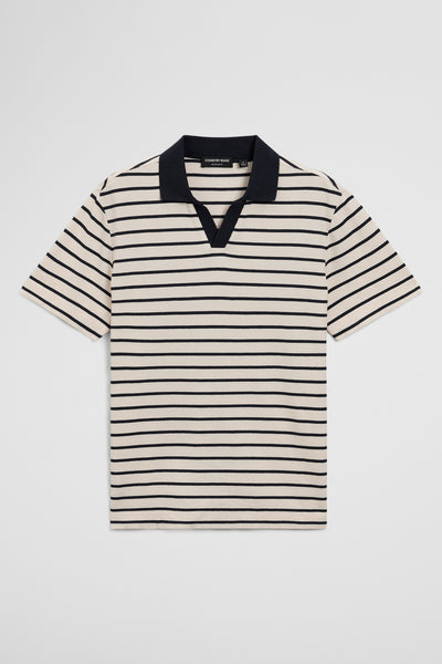 Short Sleeve Contrast Stripe Trophy Neck T-Shirt
