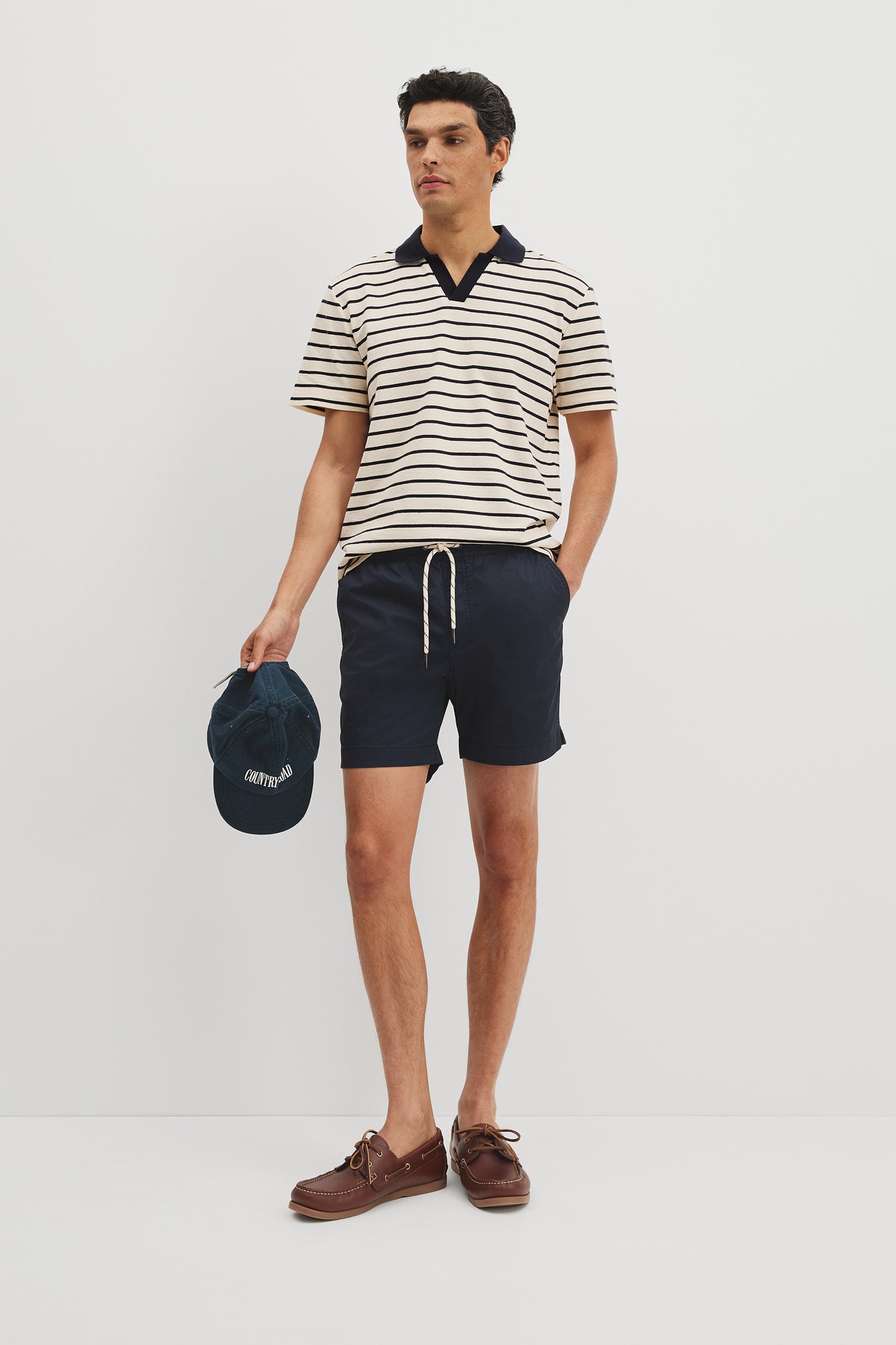 Short Sleeve Contrast Stripe Trophy Neck T-Shirt