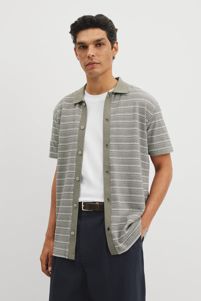 Short Sleeve Jacquard Textured Shirt