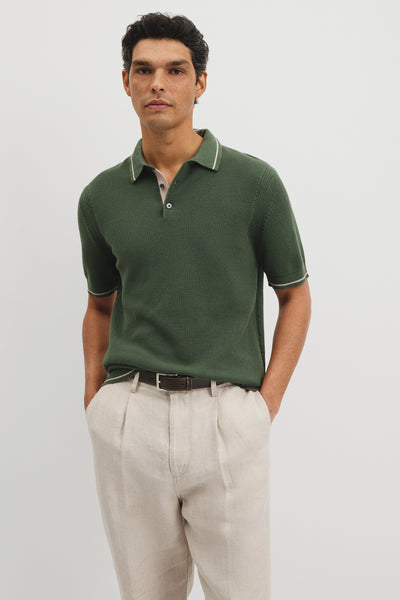 Australian Cotton Tipped Textured Knit Polo
