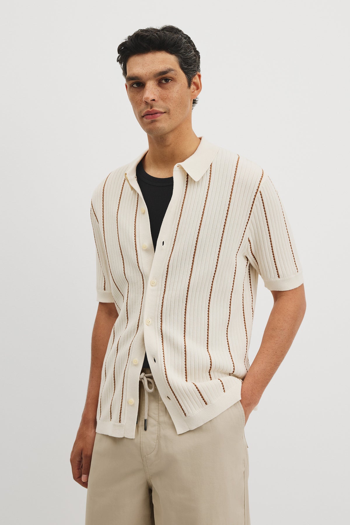 Cot Strap Knit Shirt