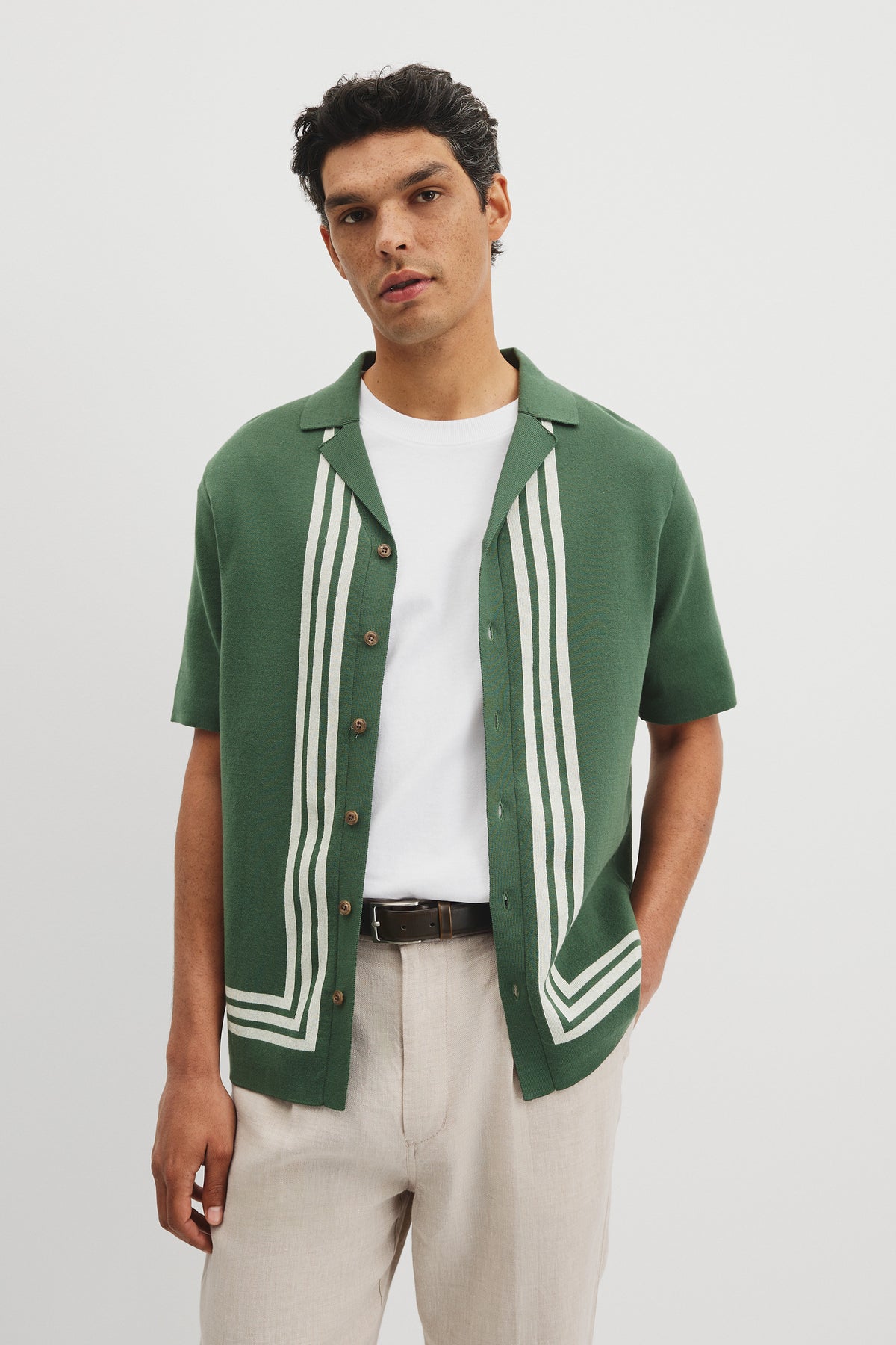 Australian Cotton Textured Panel Knit Shirt
