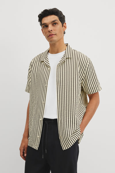 Short Sleeve Seersucker Cuban Shirt