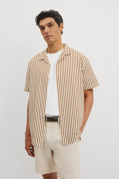 Short Sleeve Seersucker Cuban Small