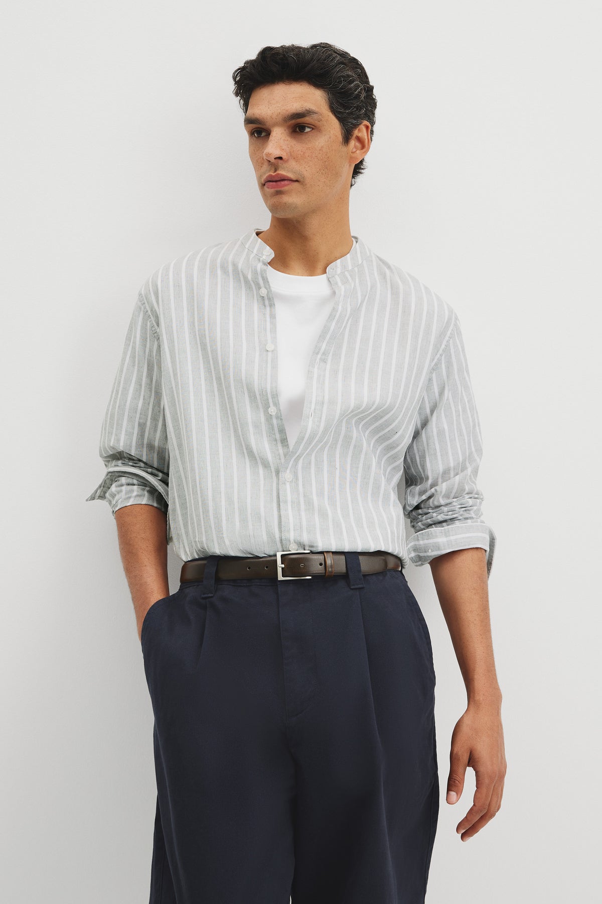Long Sleeve Stripe Ct Linen Mndrn Small