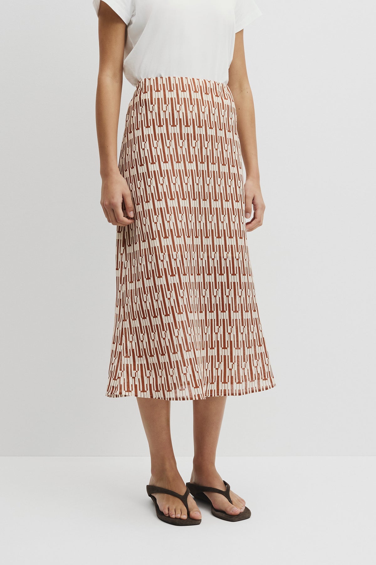 Print Bias Midi Skirt