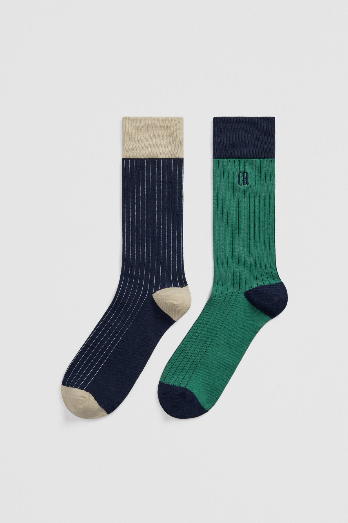 Contrast Rib Socks 2pk