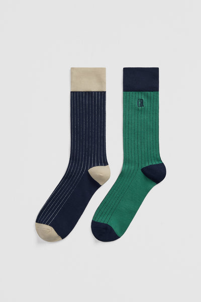 Contrast Rib Socks 2pk