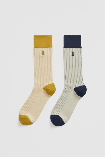 Contrast Rib Socks 2pk
