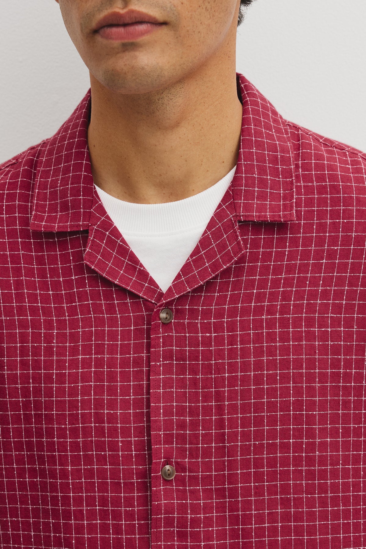 Relaxed Fit Short Sleeve Linen Blend Check Shirt
