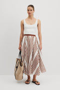Stripe Voile Midi Skirt