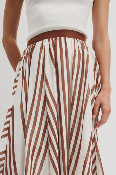 Stripe Voile Midi Skirt