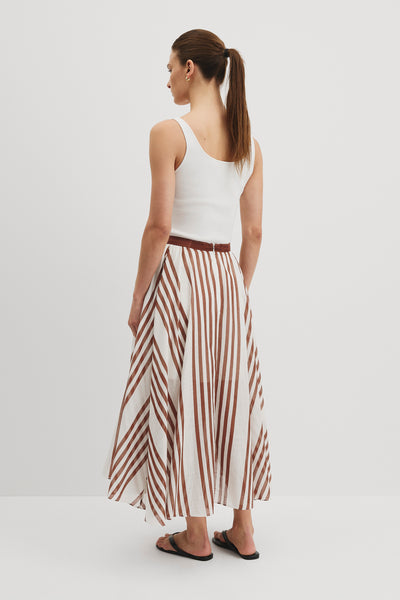 Stripe Voile Midi Skirt