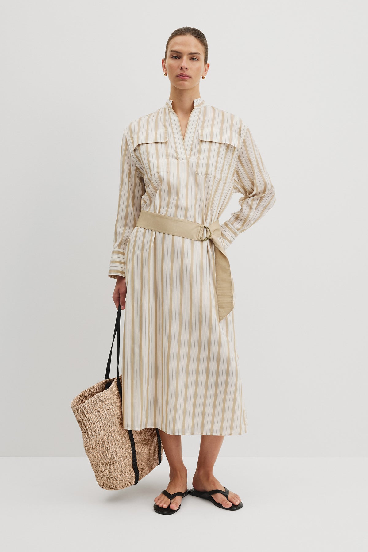 Stripe Midi Shirt Dress