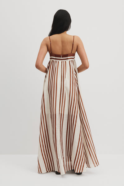 Striped Voile Maxi Dress