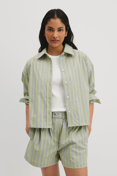 Organically Grown Cotton Stripe Boxy Shirt